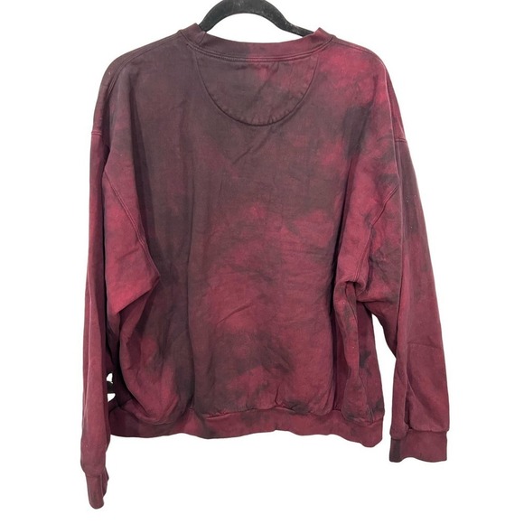 VTG Chaps Ralph Lauren Maroon Embroidered Flag Tie Dyed Oversized Sweatshirt L - Picture 2 of 5